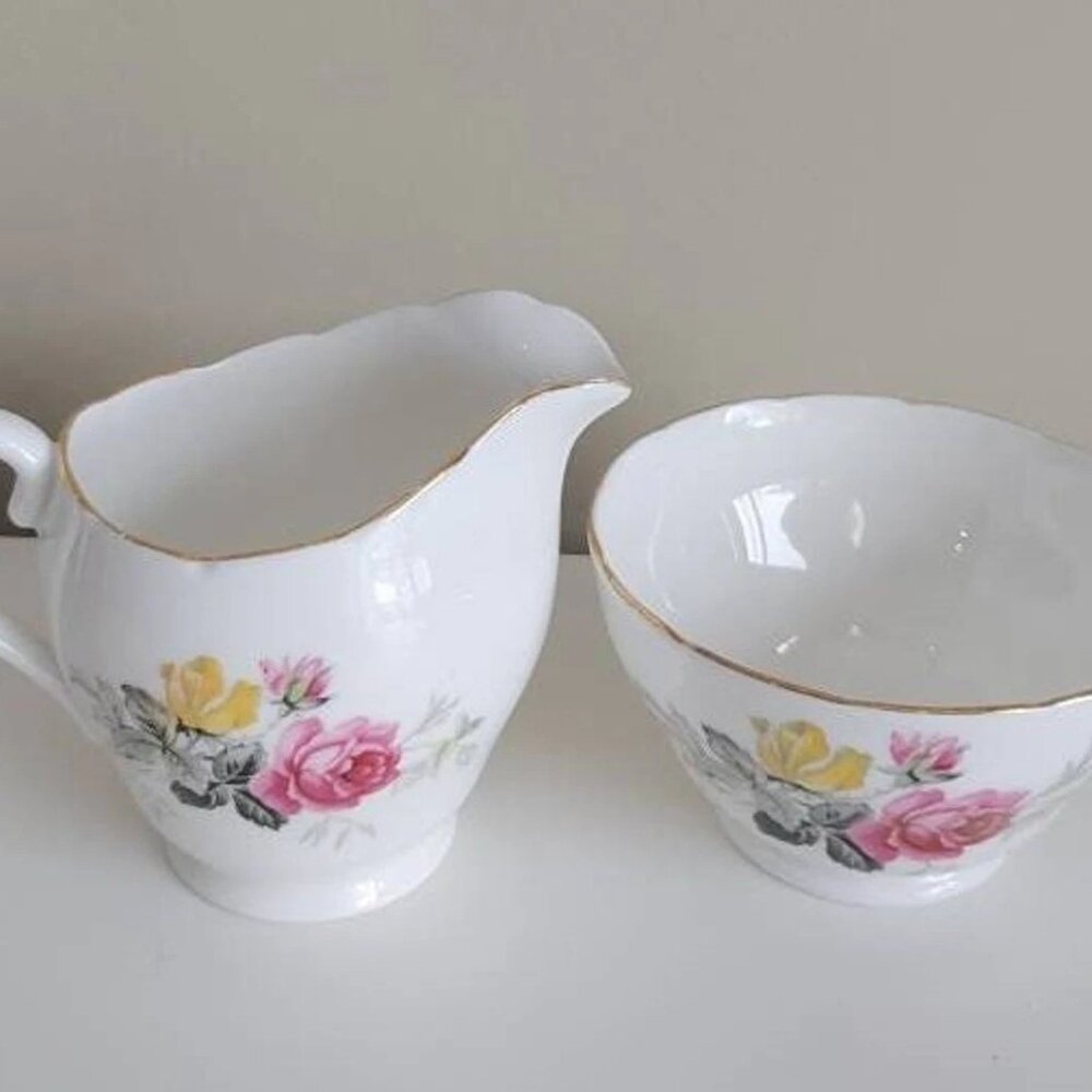 Vintage Adderley Floral Sugar and Creamer Set